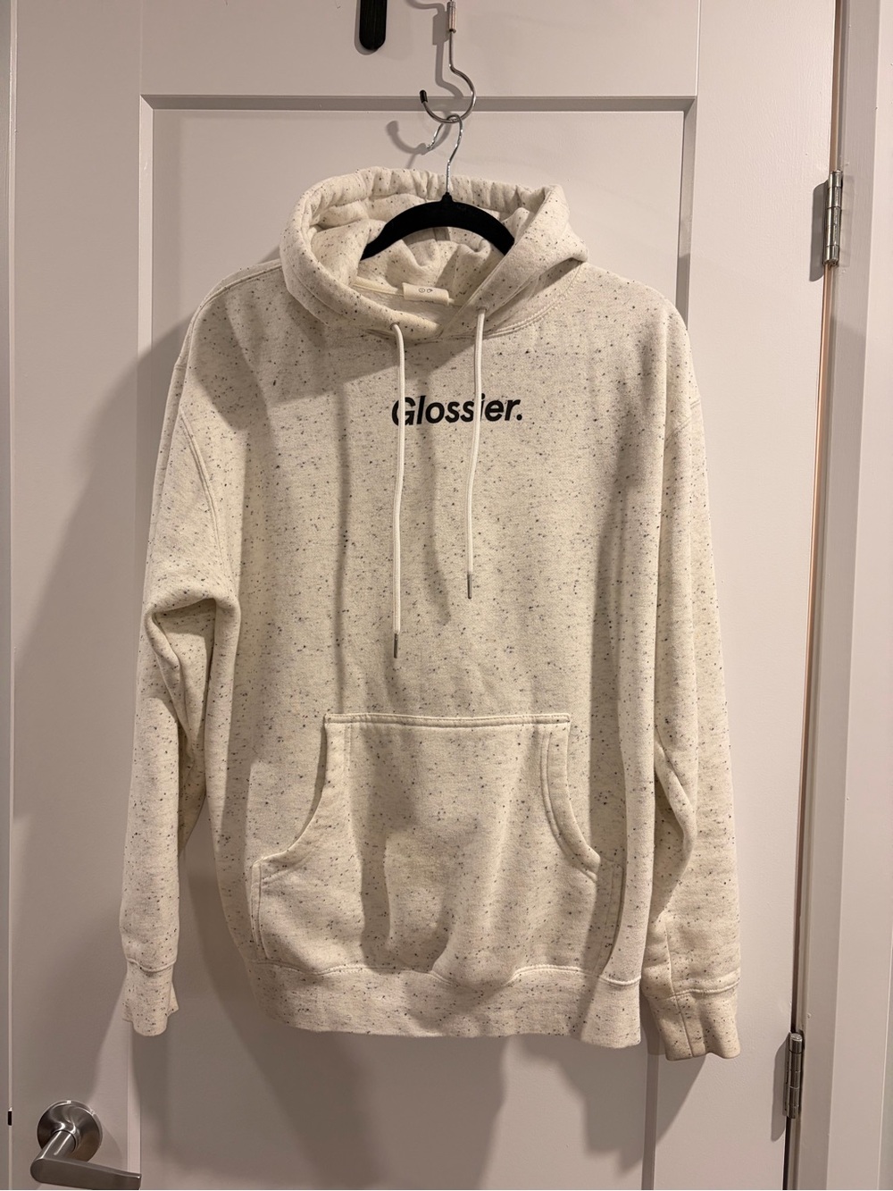 Glossier Cream Speckled Hoodie with Logo